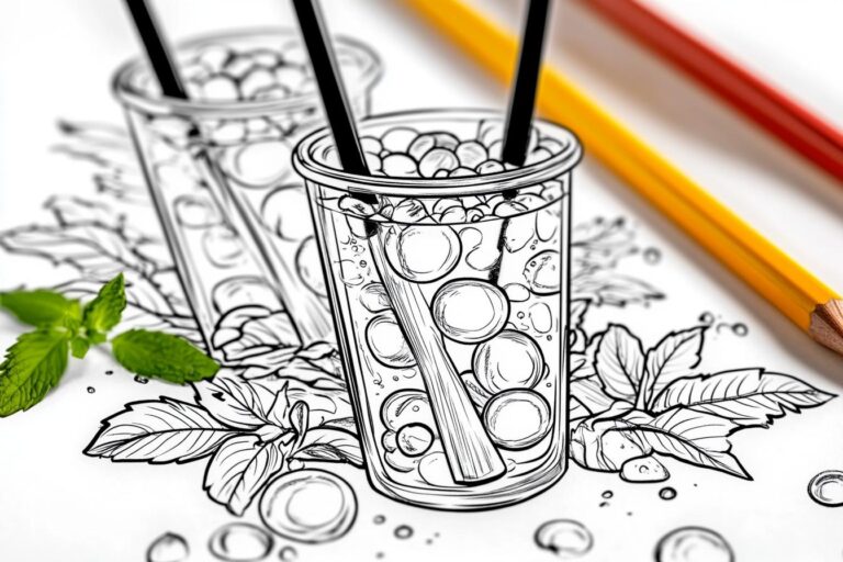 Ausdrucken Bubble Tea Ausmalbilder : Boba Kunst zum Ausmalen