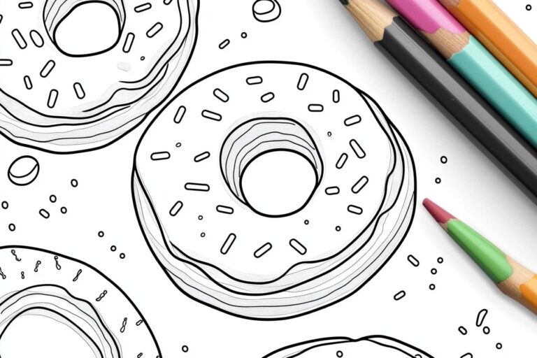 Donut Ausmalbilder : Lustige Donut-Vorlagen zum Ausmalen für Kinder