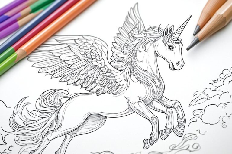 Einhorn Mit Flügeln Ausmalbilder : Fantasievolle Flügelwesen zum Ausmalen