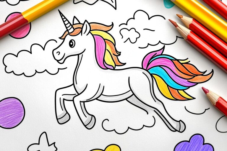 Fliegendes Einhorn Ausmalbilder : Magische Flügel, Kreative Farben