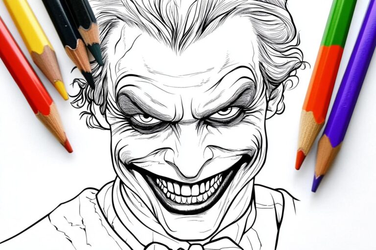Joker Ausmalbilder : Das Joker-Lächeln in Farbe