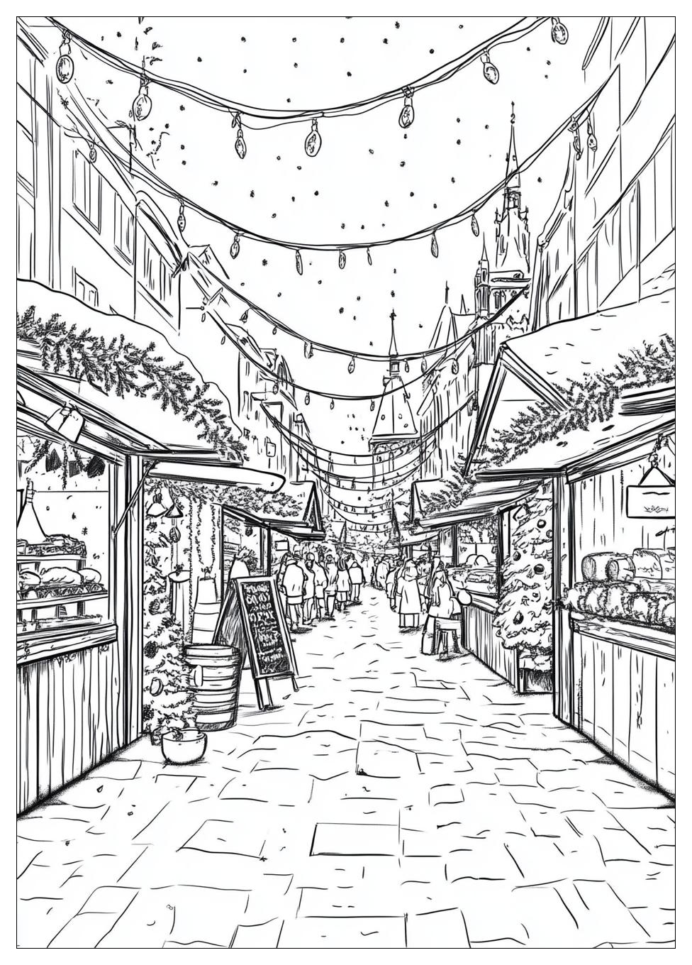 Weihnachtsmarkt Ausmalbilder 21